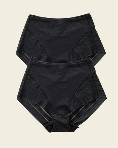 2-Pack Stripe Undetectable Lace Classic Shaper Panties#color_s04-black