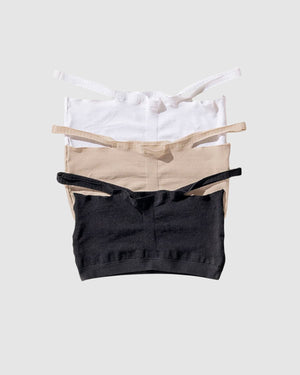 3-Pack extra comfy wireless bralettes#color_999-white-light-brown-black