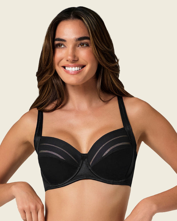 Lace stripe natural support classic bra