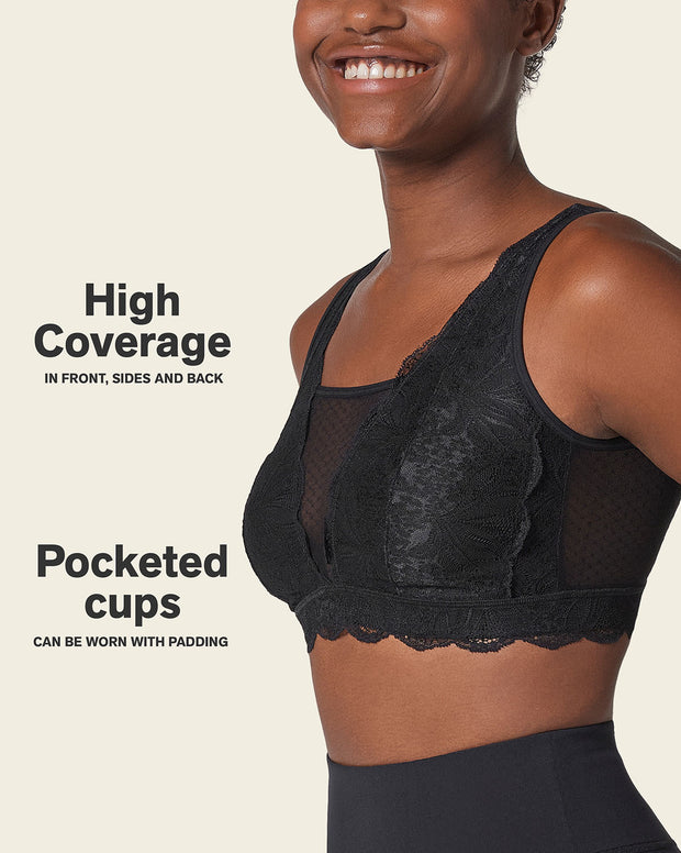 Multiwear lace pocketed bralette