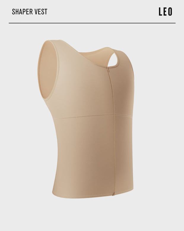 Compression vest with double layer of fabric on abdomen and back