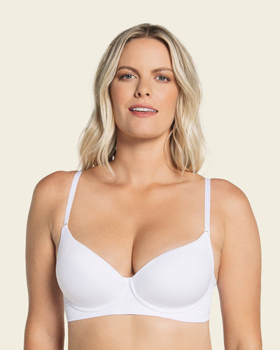 Invisible high push up petite bra with memory foam#color_000-white