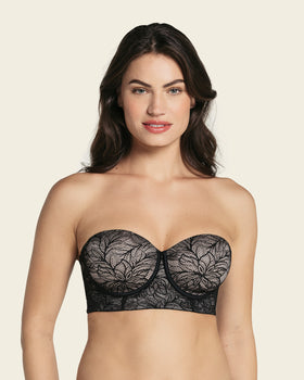 Lace 360: strapless longline contouring lace bra#color_700-black