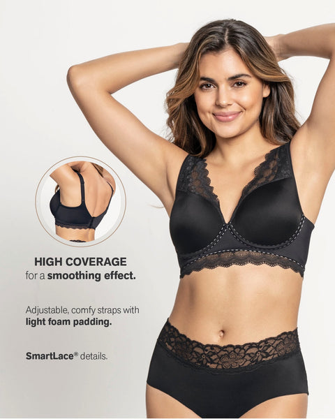 Deep Coverage Soft Lightly-Lined Lace Underwire Bra