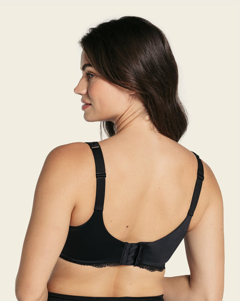Deep coverage bra: soft lightly-lined lace underwire bra#