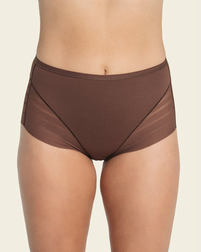 Lace stripe undetectable classic shaper panty#color_875-dark-brown