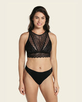 High-neck unlined lace crop top wireless bralette#color_700-black