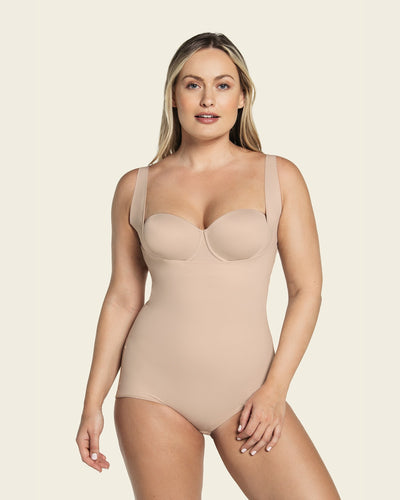 Plunge back classic sculpting body shaper#color_802-nude