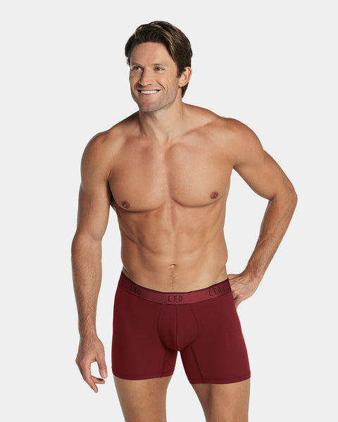 Mid-length boxer brief with ergonomic design#color_174-wine