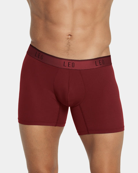 Mid-length boxer brief with ergonomic design#color_174-wine