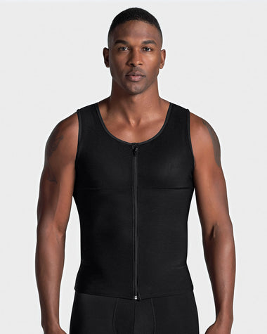 Men's firm compression post-surgical shaper vest#color_700-black