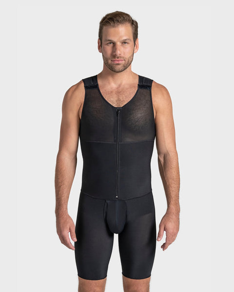 Leo men's post-surgical firm compression bodysuit#color_700-black