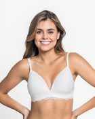 Deep v-neck lace accent bralette comfy bra
