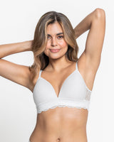 Deep v-neck lace accent bralette comfy bra#color_000-white