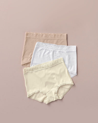 3-Pack high-waisted boyshorts with lace accents#color_s06-beige-white-nude