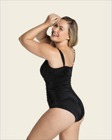 Shirred detail one-piece firm compression swimsuit#color_700-black