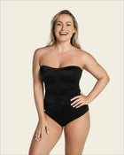 Shirred detail one-piece firm compression swimsuit