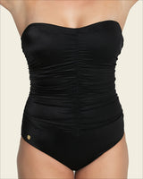 Shirred detail one-piece firm compression swimsuit#color_700-black